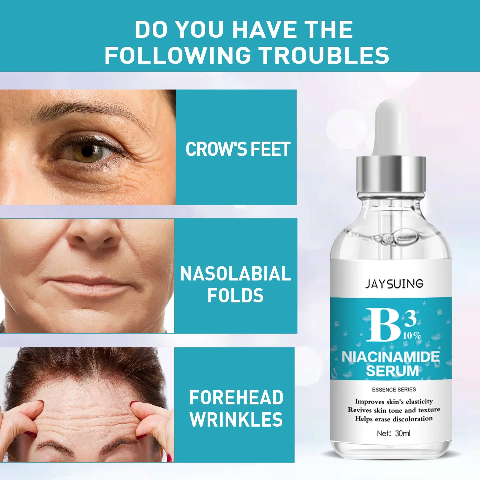 Nicotinamide Face Serum anti Wrinkle Aging Lifting Firming Fine Line Smooth Facial Skin Care Whitening Brighten Essence